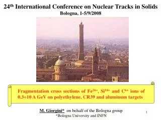 24 th International Conference on Nuclear Tracks in Solids Bologna, 1-5/9/2008