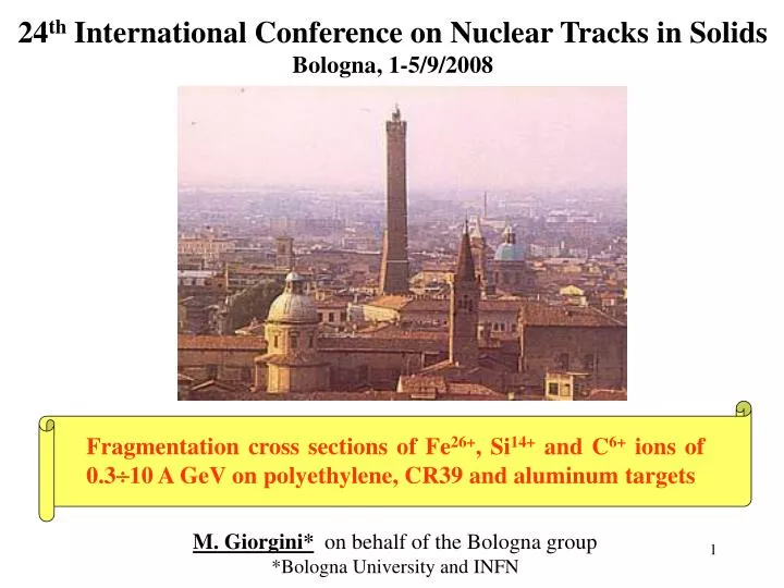 24 th international conference on nuclear tracks in solids bologna 1 5 9 2008