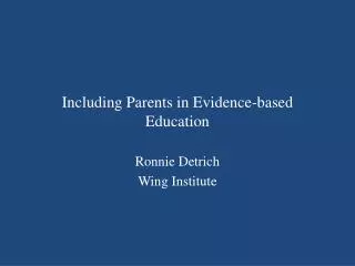 including parents in evidence based education