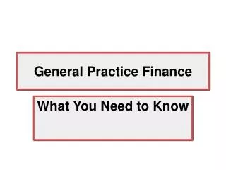 General Practice Finance