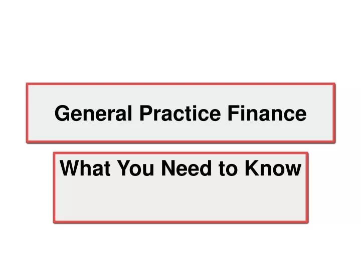 general practice finance