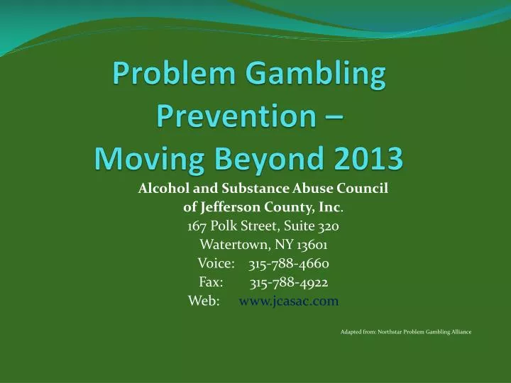 problem gambling prevention moving beyond 2013