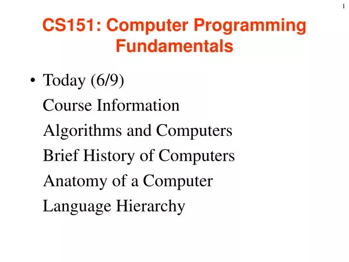 cs151 computer programming fundamentals