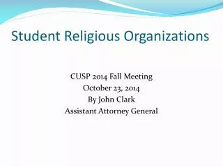 Student Religious Organizations