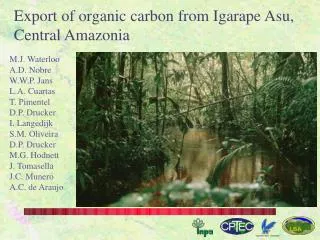 Export of organic carbon from Igarape Asu, Central Amazonia