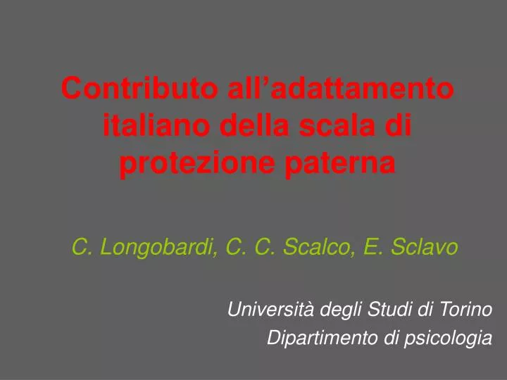 contributo all adattamento italiano della scala di protezione paterna