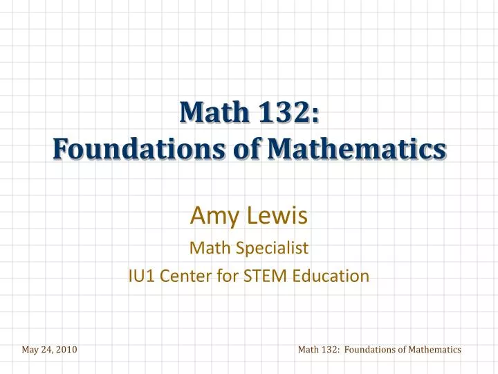 math 132 foundations of mathematics