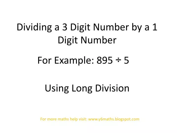 Ppt - Dividing A 3 Digit Number By A 1 Digit Number Powerpoint 