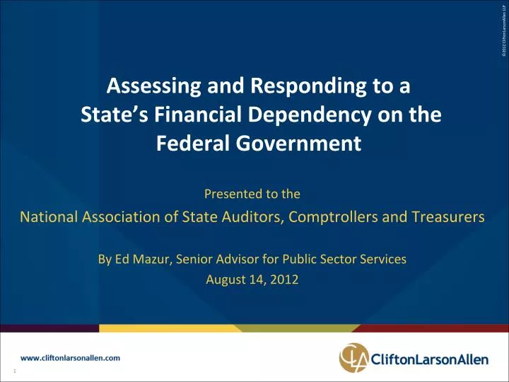 assessing and responding to a state s financial dependency on the federal government