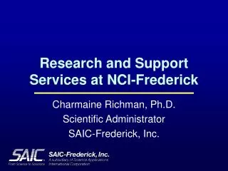 Research and Support Services at NCI-Frederick