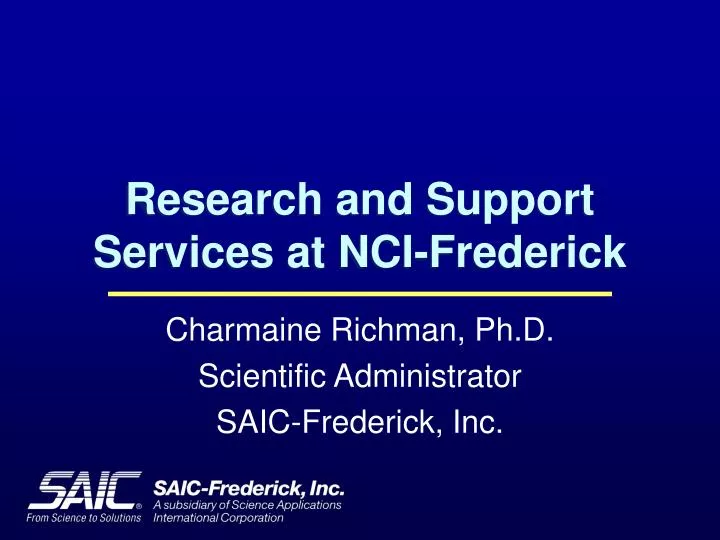 research and support services at nci frederick