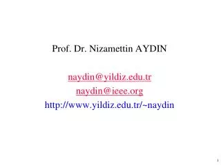 Prof. Dr. Nizamettin AYDIN naydin @ yildiz .tr naydin @ ieee