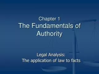 Chapter 1 The Fundamentals of Authority