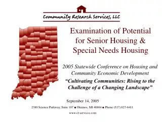 Examination of Potential for Senior Housing &amp; Special Needs Housing
