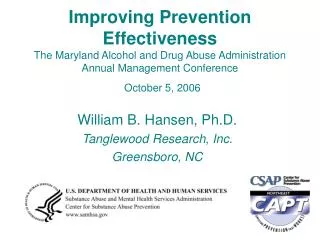 William B. Hansen, Ph.D. Tanglewood Research, Inc. Greensboro, NC
