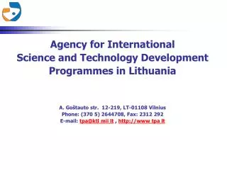 Agency for International Science and Technology Development Programmes in Lithuania