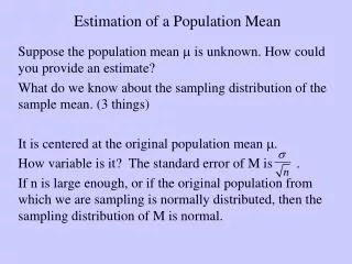 Estimation of a Population Mean