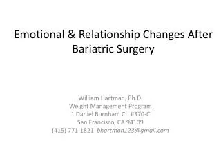 Emotional &amp; Relationship Changes After Bariatric Surgery