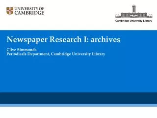 Newspaper Research I: archives