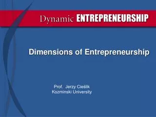 Dimensions of Entrepreneurship