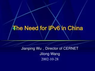 The Need for IPv6 in China