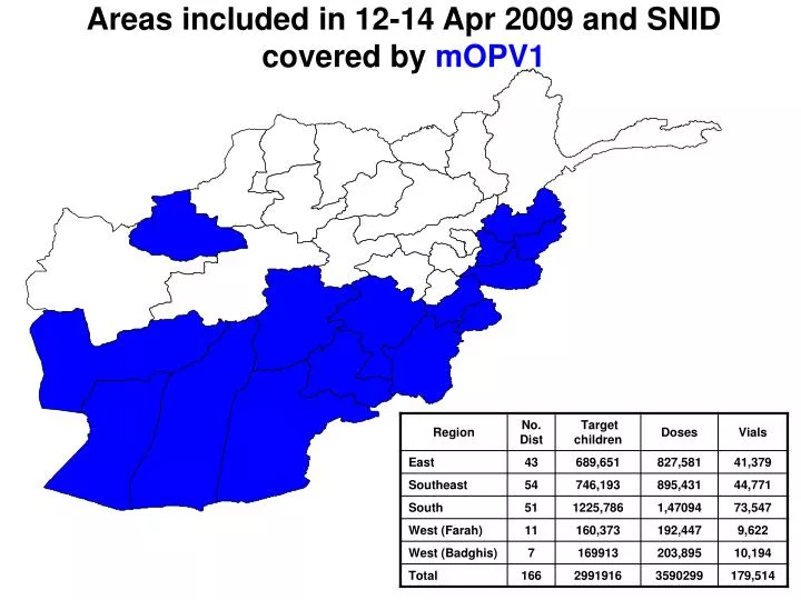 areas included in 12 14 apr 2009 and snid covered by mopv1