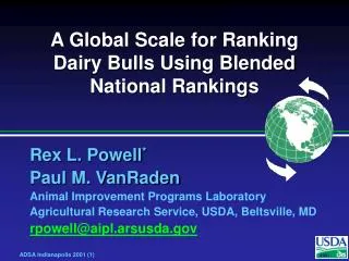A Global Scale for Ranking Dairy Bulls Using Blended National Rankings