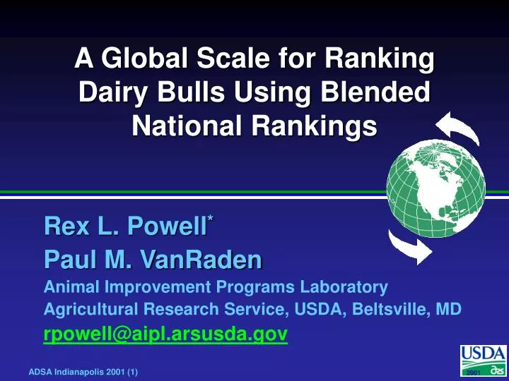 a global scale for ranking dairy bulls using blended national rankings