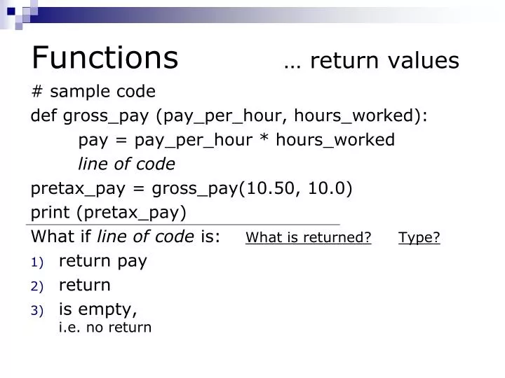 functions return values