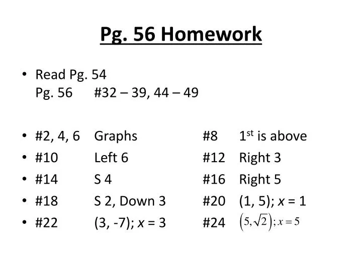 pg 56 homework