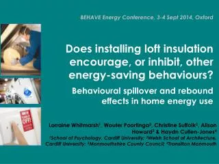 Insulation uptake and links to other EE behaviours