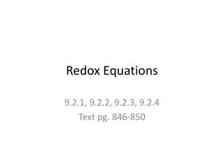 Redox Equations