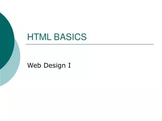 HTML BASICS