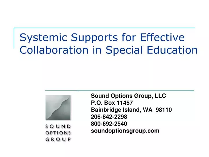 systemic supports for effective collaboration in special education