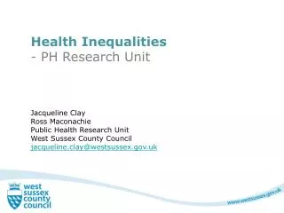 Health Inequalities - PH Research Unit