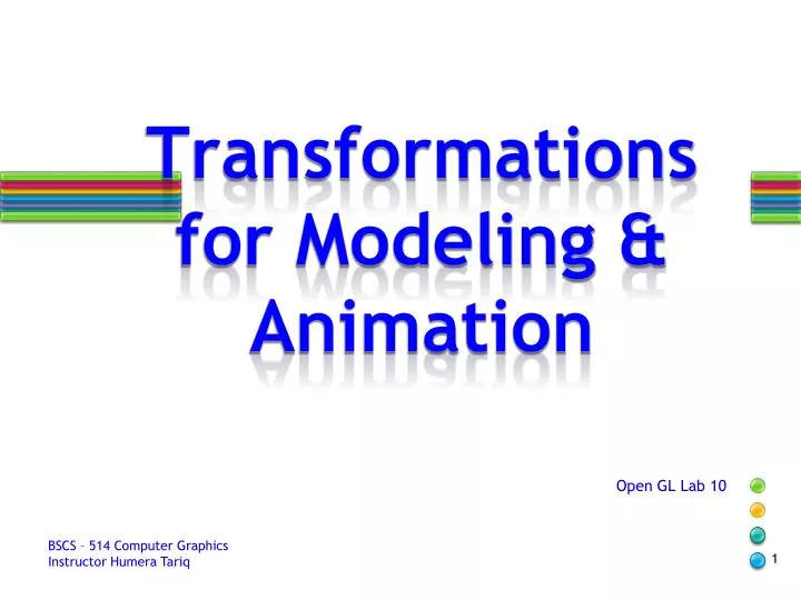transformations for modeling animation