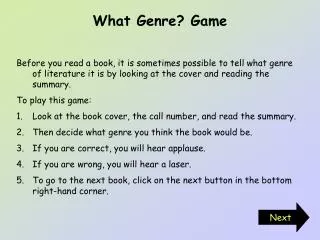 What Genre? Game