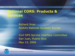 National CORS: Products &amp; Services