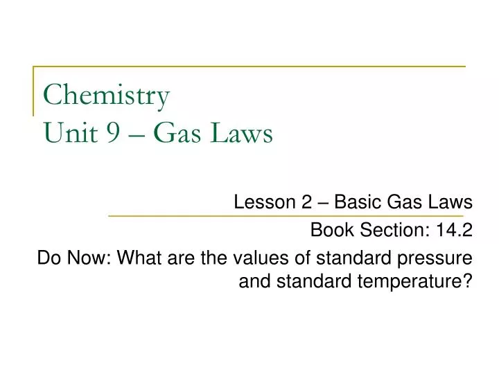 chemistry unit 9 gas laws