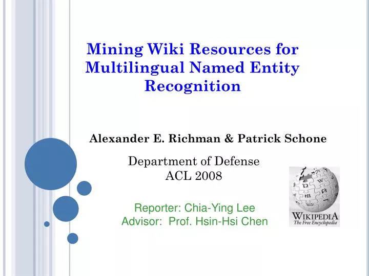 mining wiki resources for m ultilingual named entity recognition