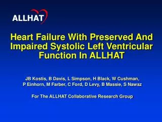 Heart Failure With Preserved And Impaired Systolic Left Ventricular Function In ALLHAT