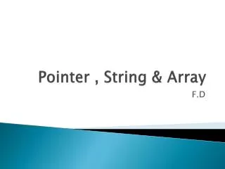 Pointer , String &amp; Array
