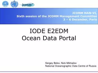 IODE E2EDM Ocean Data Portal