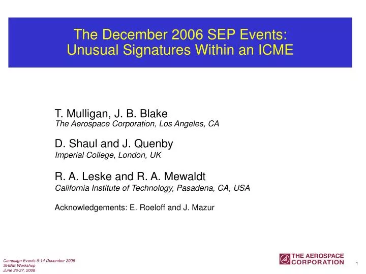 the december 2006 sep events unusual signatures within an icme