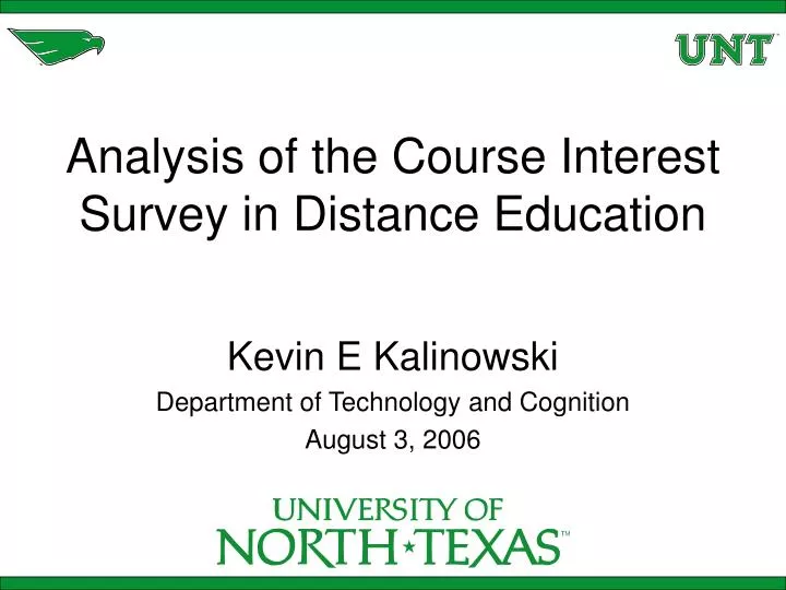 analysis of the course interest survey in distance education