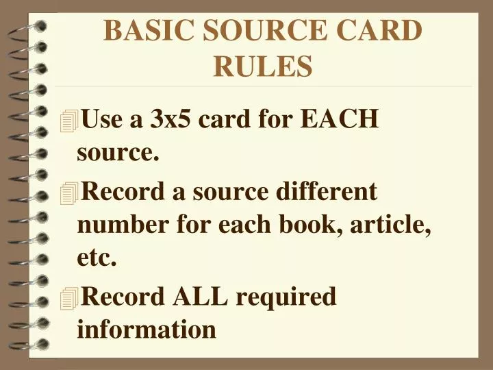 basic source card rules