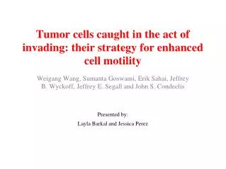 Tumor cells caught in the act of invading: their strategy for enhanced cell motility