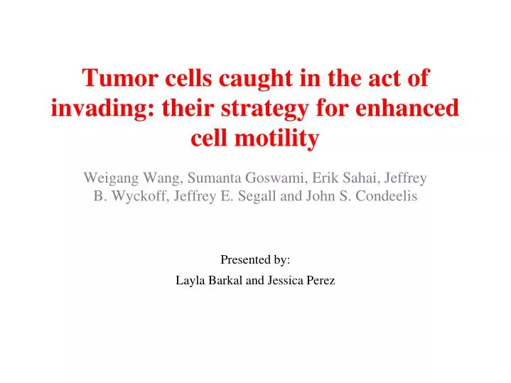 tumor cells caught in the act of invading their strategy for enhanced cell motility