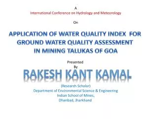 A International Conference on Hydrology and Meteorology On