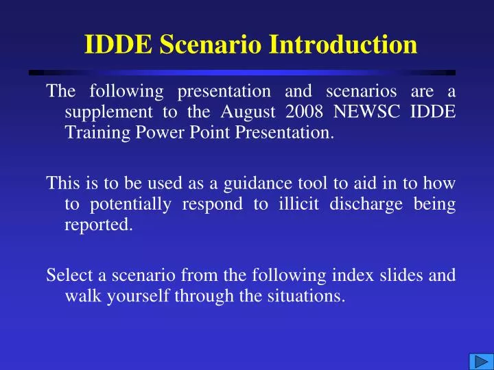 idde scenario introduction
